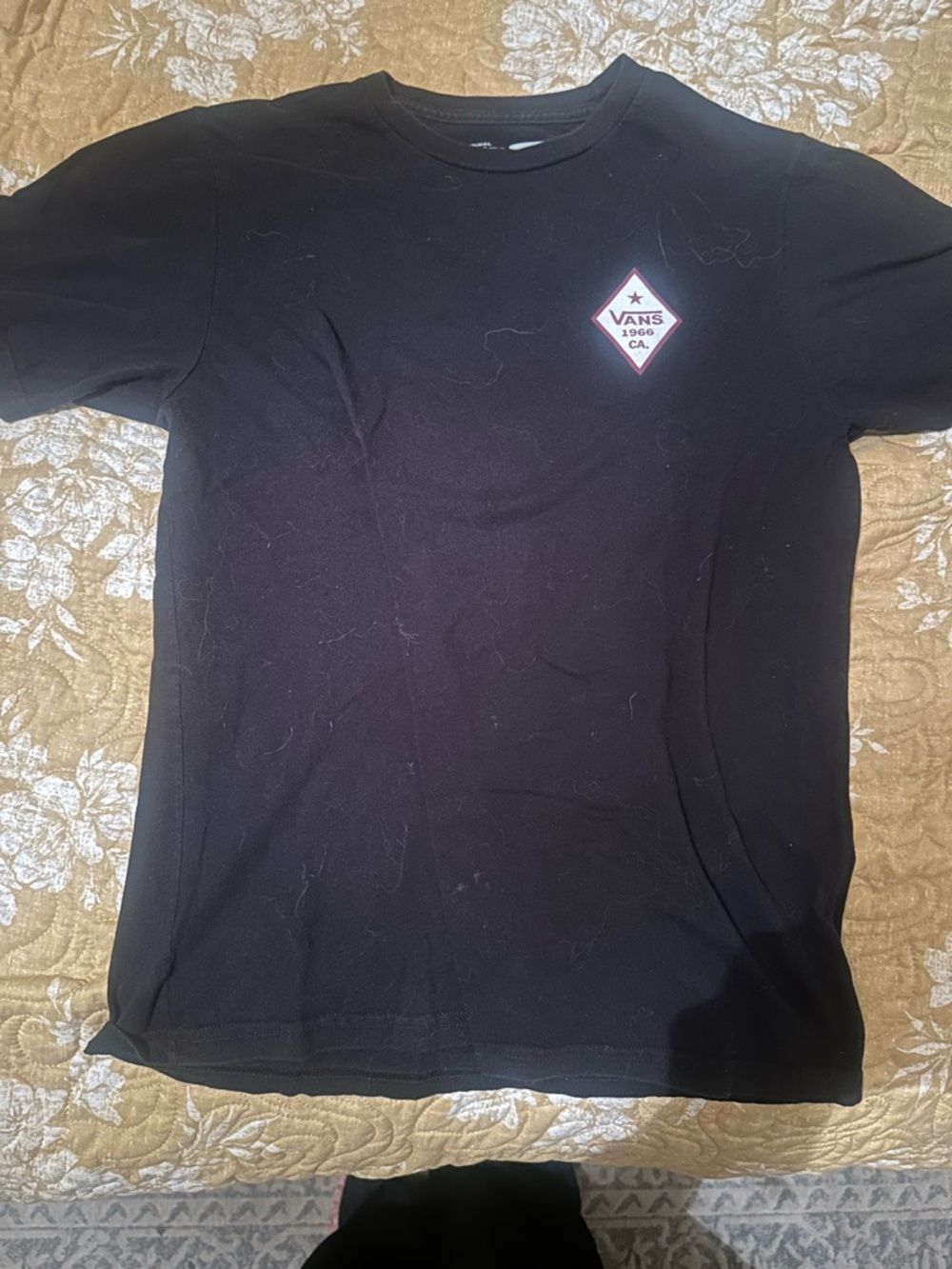Vans Black Tee with Small White and Red Diamond Logo - Picture 3 of 4